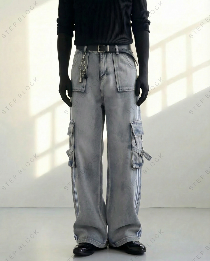 STEP BLOCK MT023 Multi-Pocket Cargo Baggy Jeans