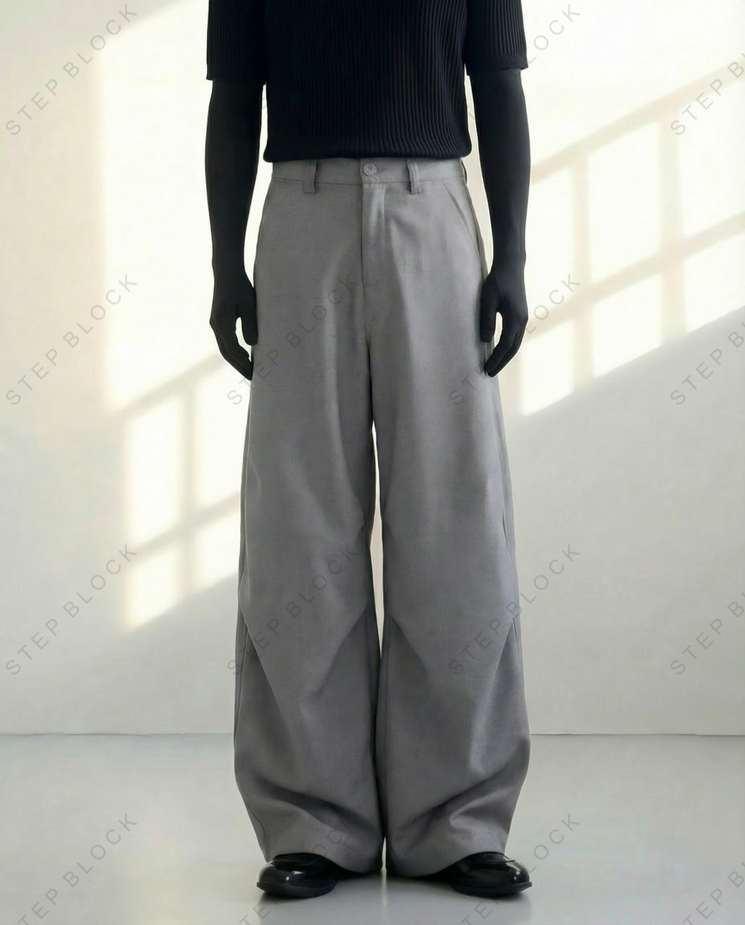 STEP BLOCK MT031 minimalist wide-leg drape casual trousers pants