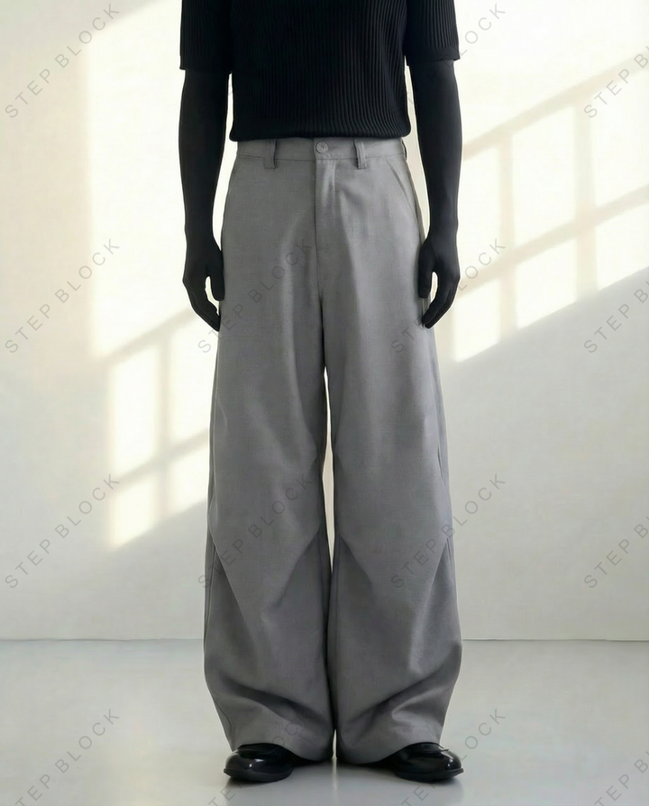 STEP BLOCK MT031 minimalist wide-leg drape casual trousers pants