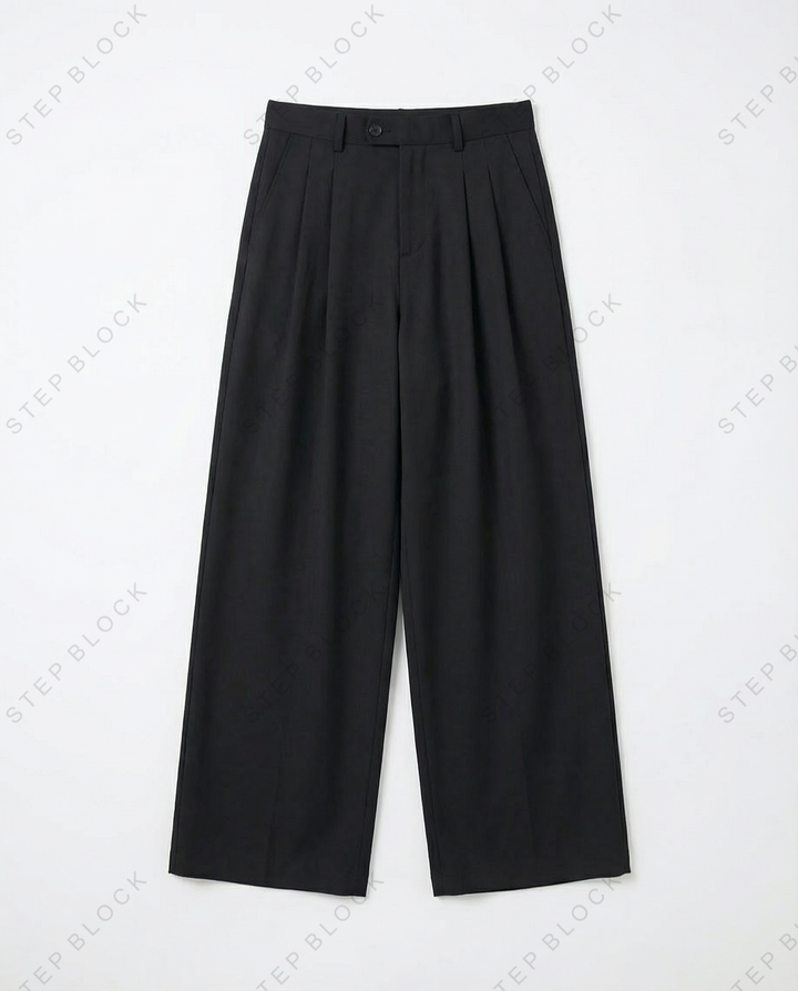 STEP BLOCK MT054 minimalist wide-leg drape casual dress pants