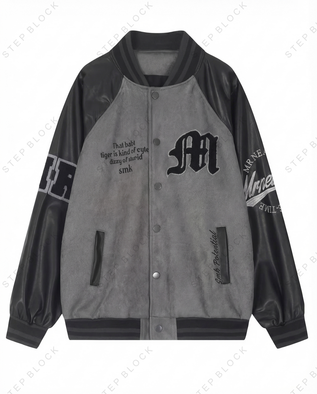 STEP BLOCK ST1006 Graphic Print Varsity Jacket