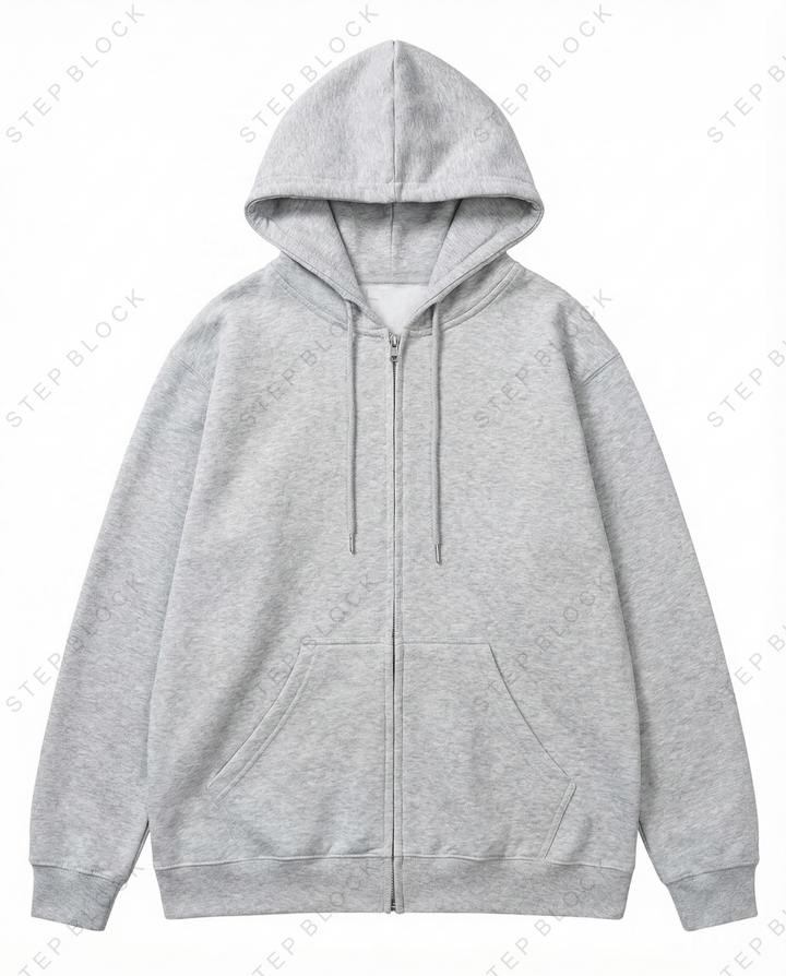 STEP BLOCK ST1010 Minimalist Zip-Up Hoodie