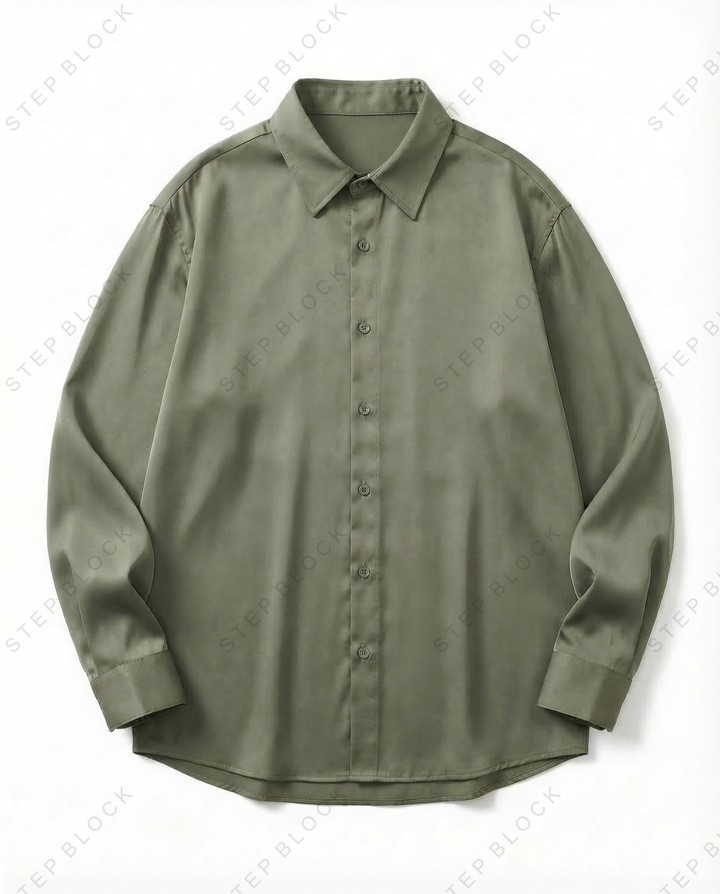 STEP BLOCK MT551 Minimalist Loose-Fit Button-Down Shirt