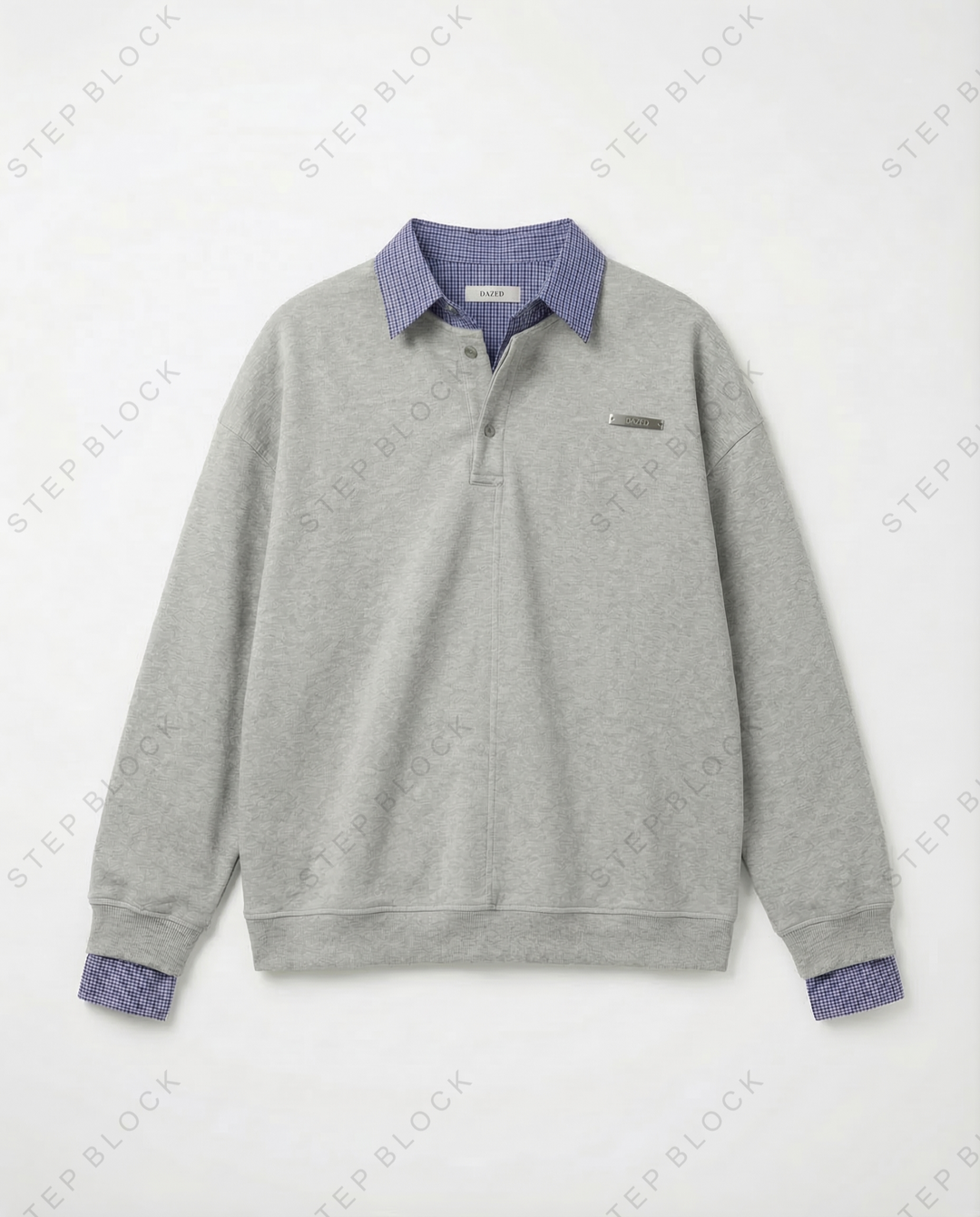 STEP BLOCK MT554 Layered Collar Polo Sweatshirt