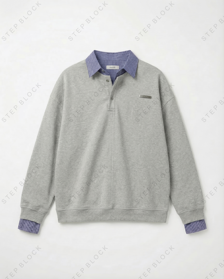 STEP BLOCK MT554 Layered Collar Polo Sweatshirt