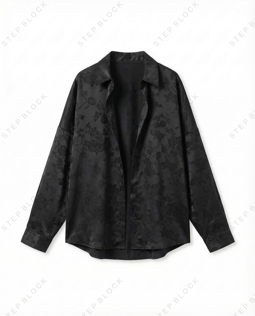 STEP BLOCK MT546 Jacquard Pattern Loose-Fit Shirt
