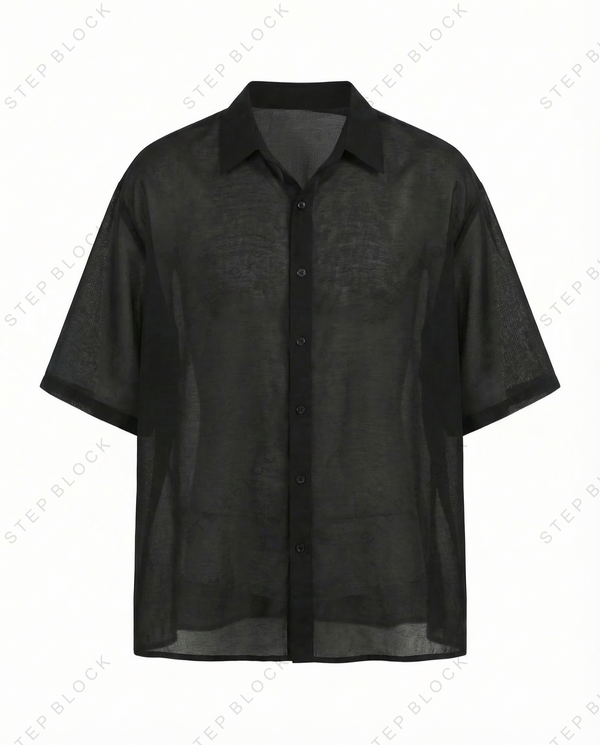 STEP BLOCK MT516 Men's Sheer Mesh Short Sleeve Streetwear shirt