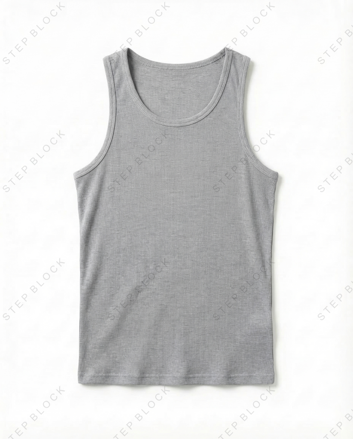 STEP BLOCK MT548 Ribbed Knit Slim Fit Tank Top