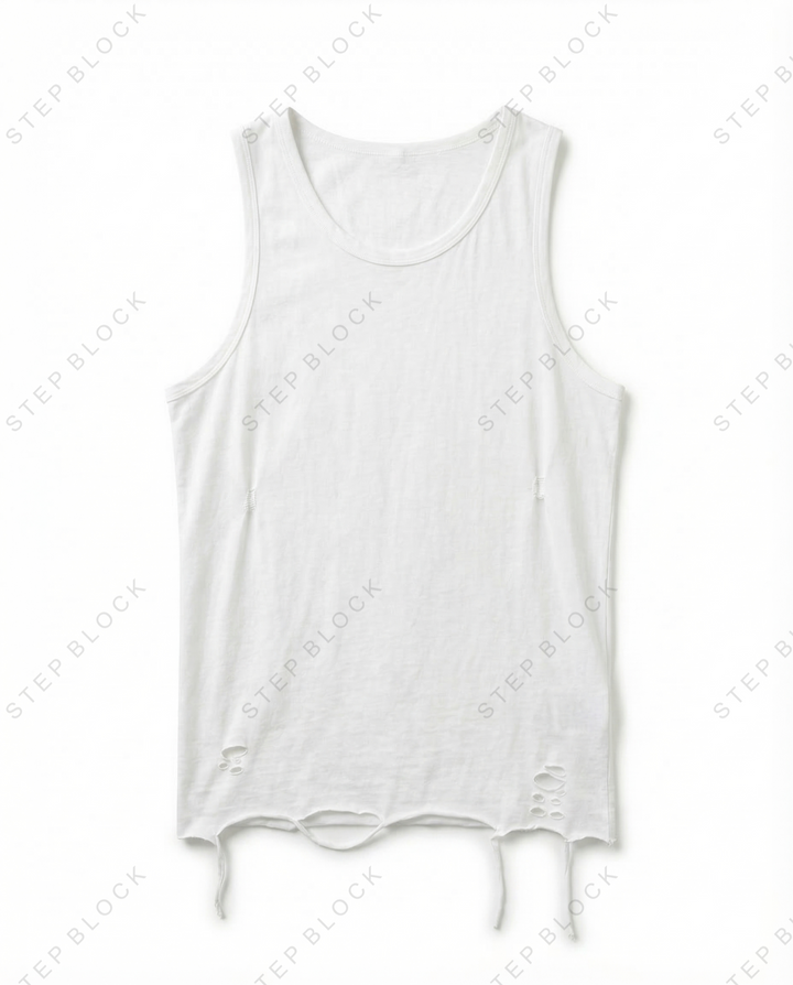 STEP BLOCK MT549 Distressed Hem Oversized Tank Top