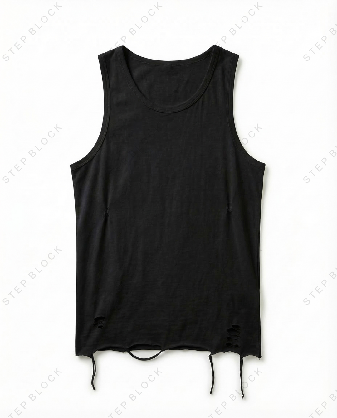 STEP BLOCK MT549 Distressed Hem Oversized Tank Top