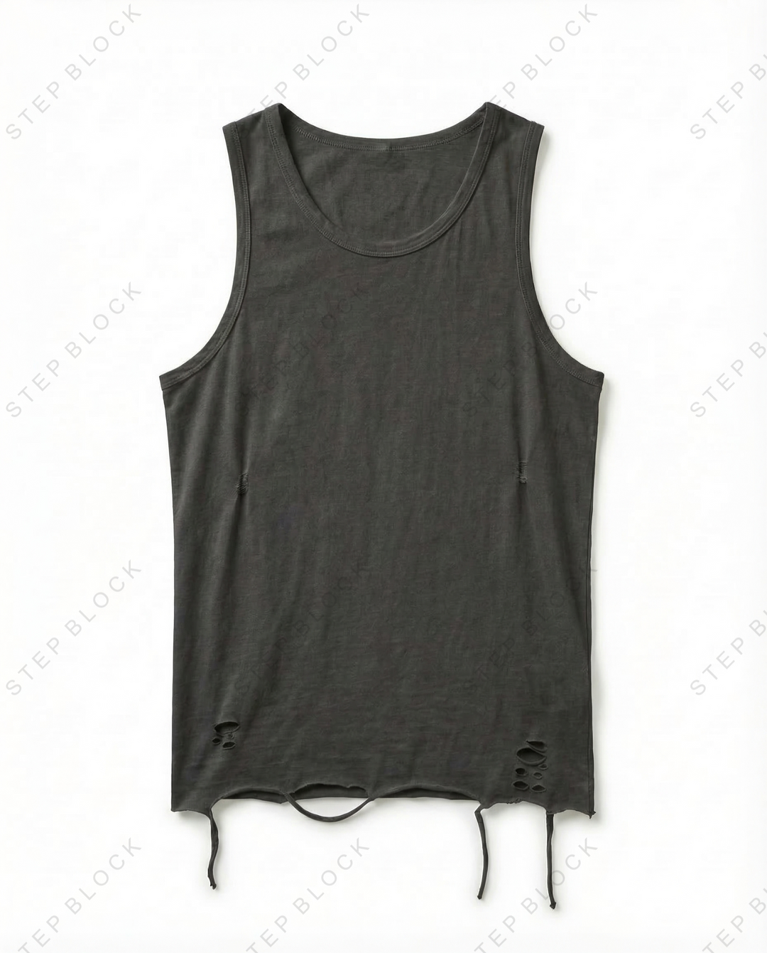 STEP BLOCK MT549 Distressed Hem Oversized Tank Top