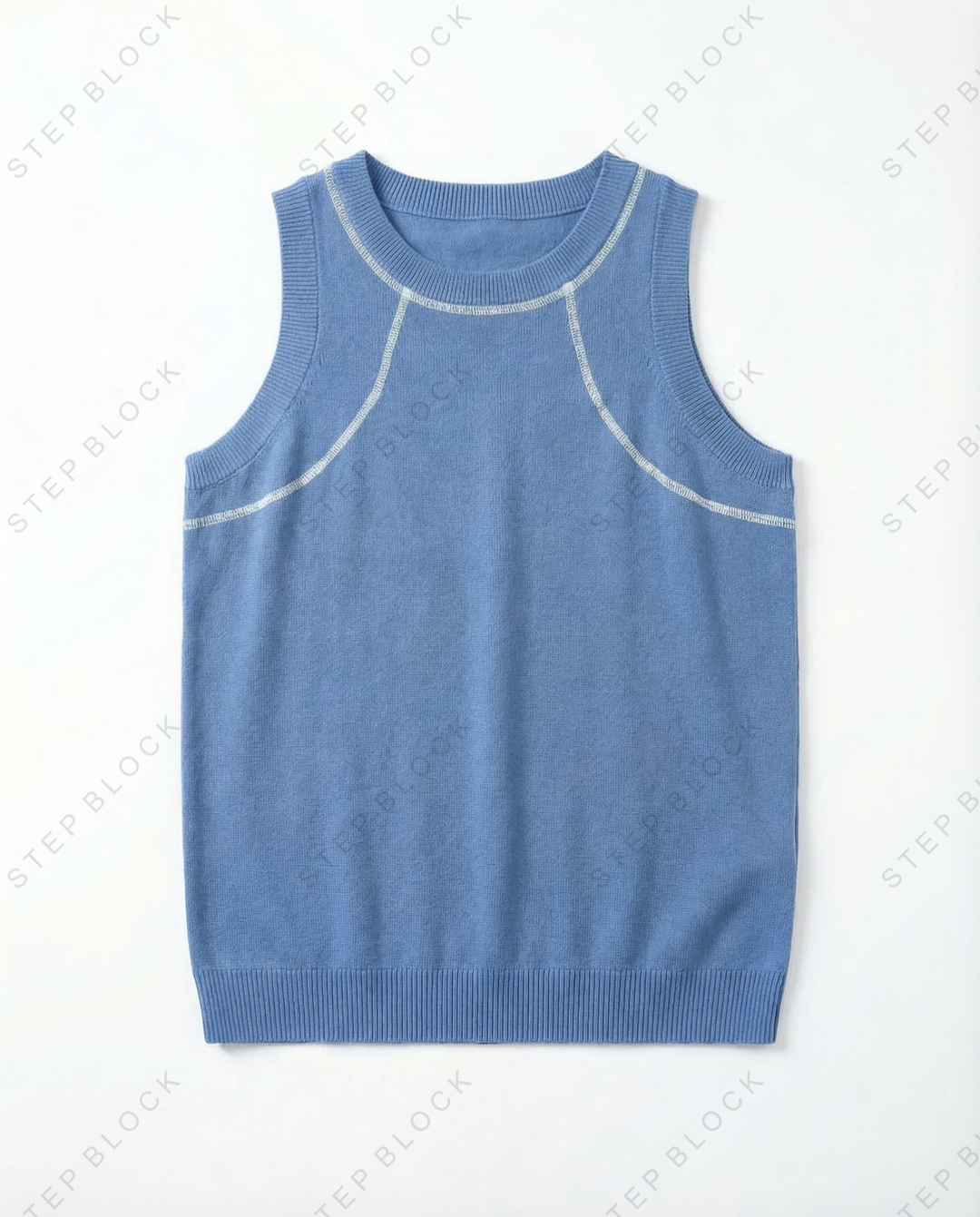 STEP BLOCK MT550 Contrast Stitch Knit Tank Top