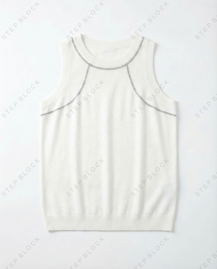 STEP BLOCK MT550 Contrast Stitch Knit Tank Top