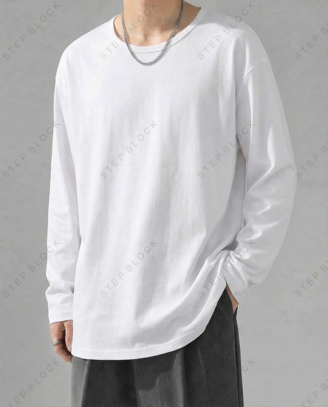 STEP BLOCK MT528 Raw Edge V-Neck Long-Sleeve Base Layer