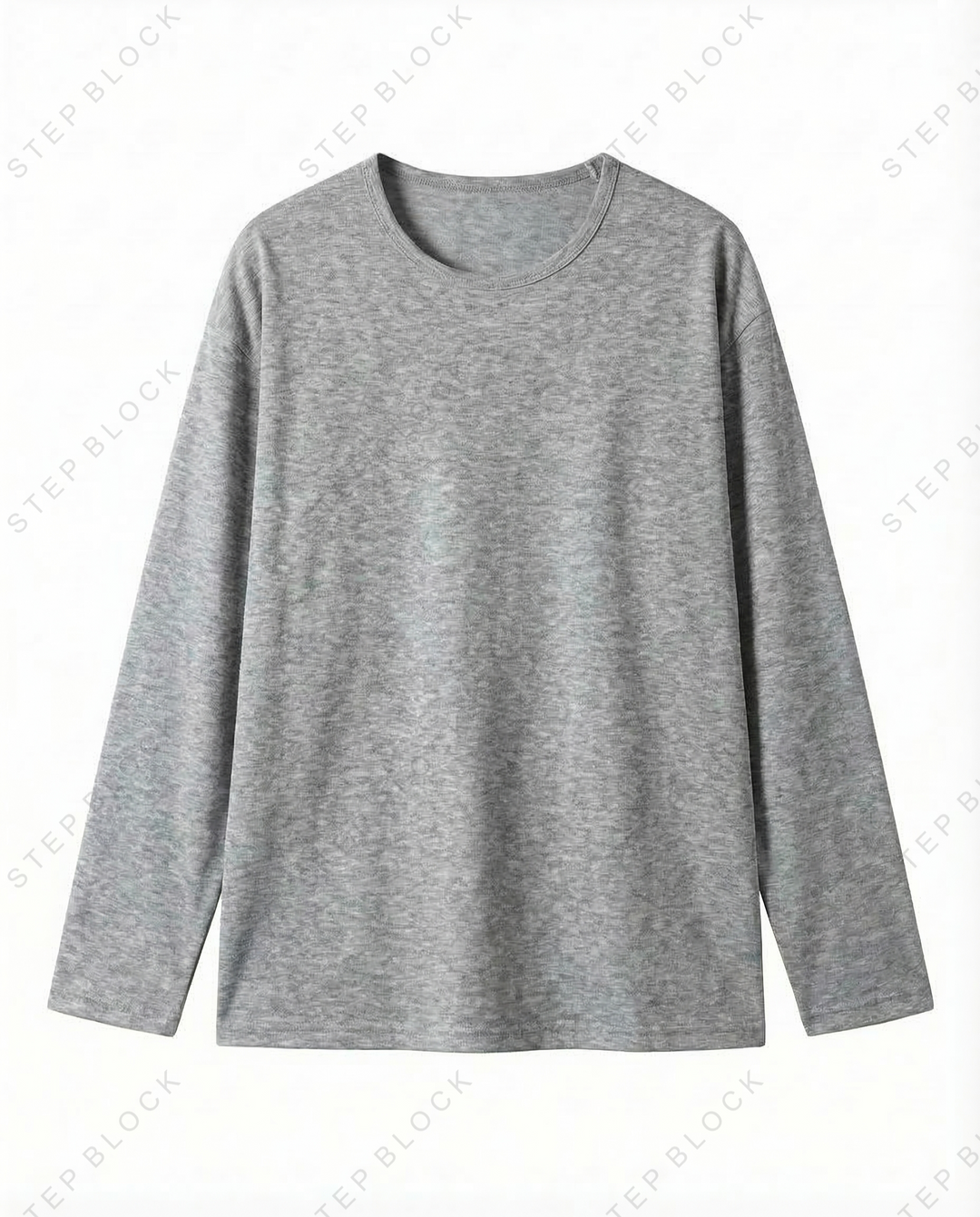 STEP BLOCK MT527 Washed Crew Neck Long-Sleeve T-Shirt