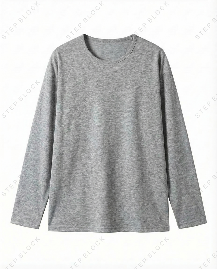 STEP BLOCK MT527 Washed Crew Neck Long-Sleeve T-Shirt