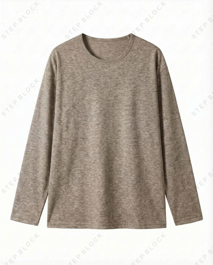 STEP BLOCK MT527 Washed Crew Neck Long-Sleeve T-Shirt
