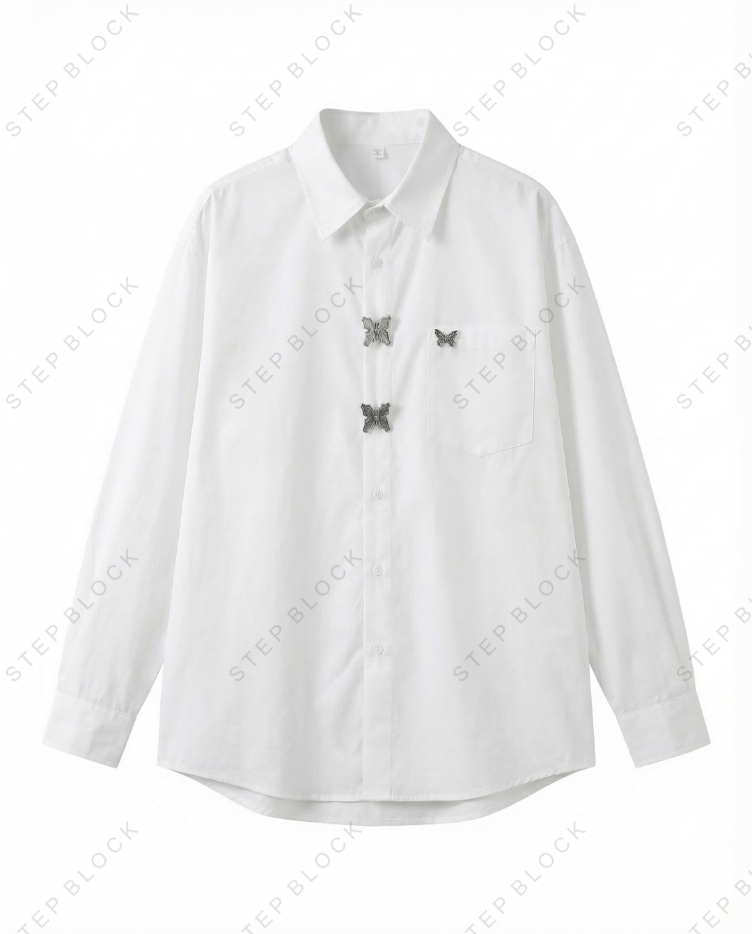 STEP BLOCK MT534 Butterfly Detail Loose-Fit Long-Sleeve Shirt