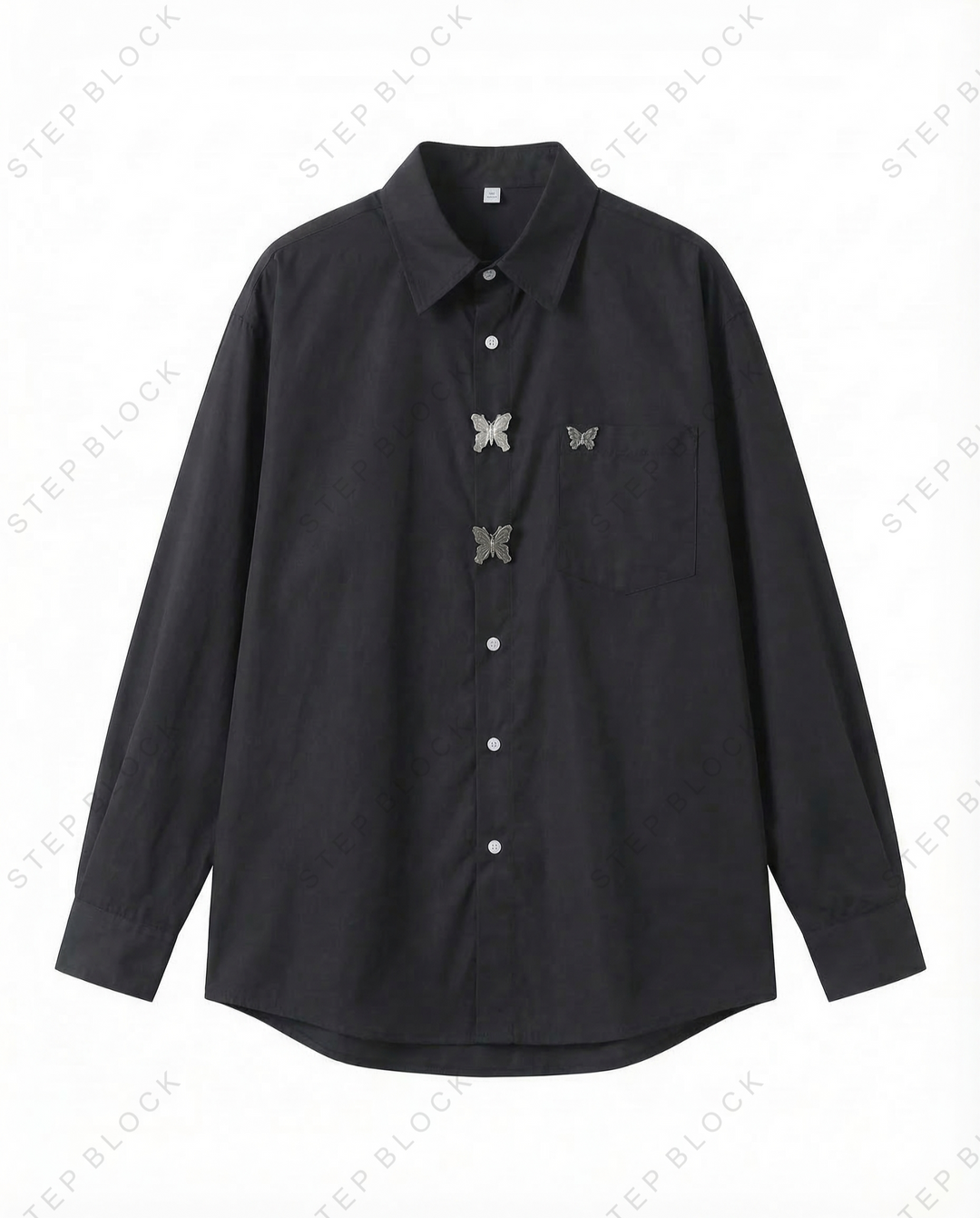 STEP BLOCK MT534 Butterfly Detail Loose-Fit Long-Sleeve Shirt