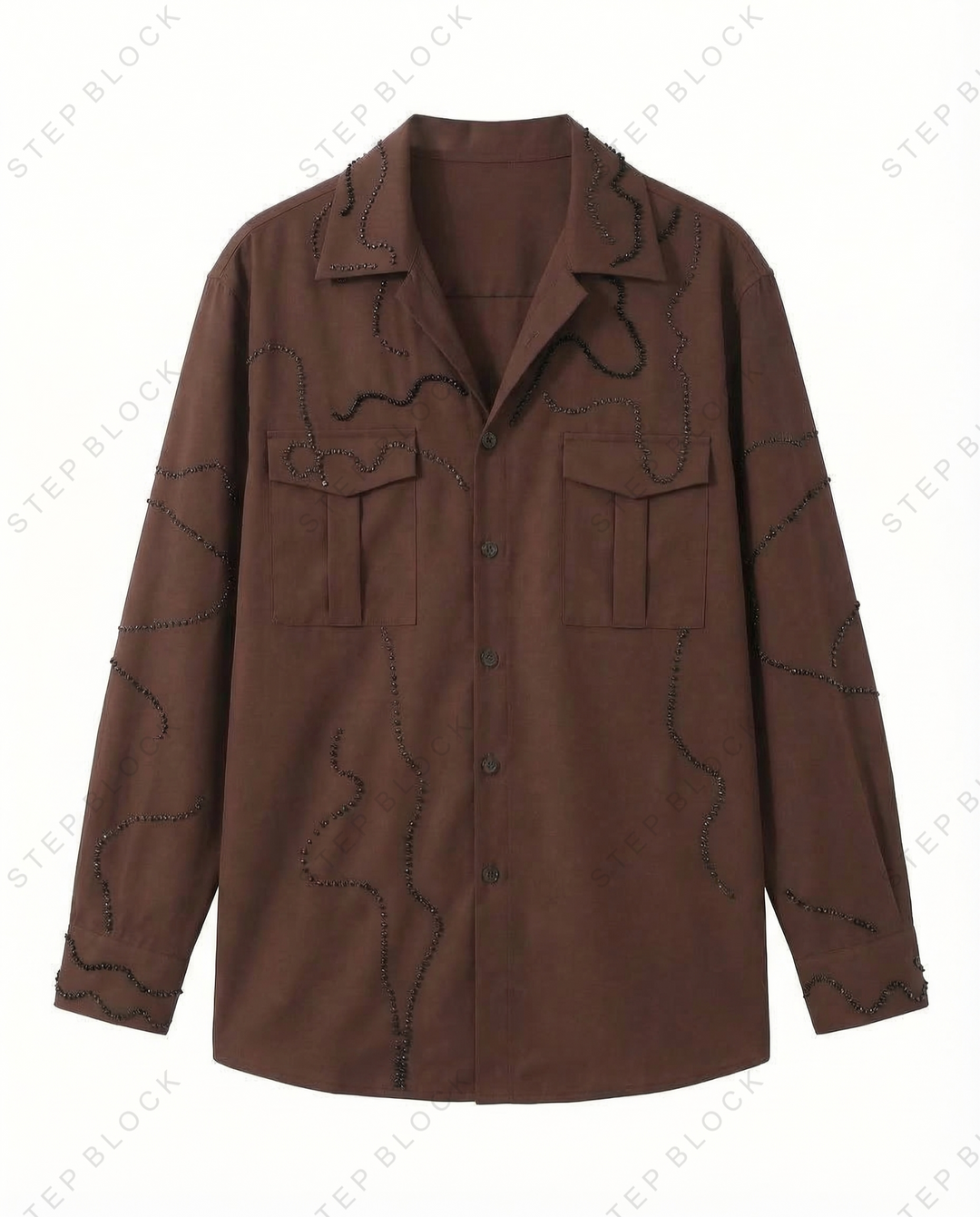 STEP BLOCK MT535 Contrast Stitch Long-Sleeve Shirt