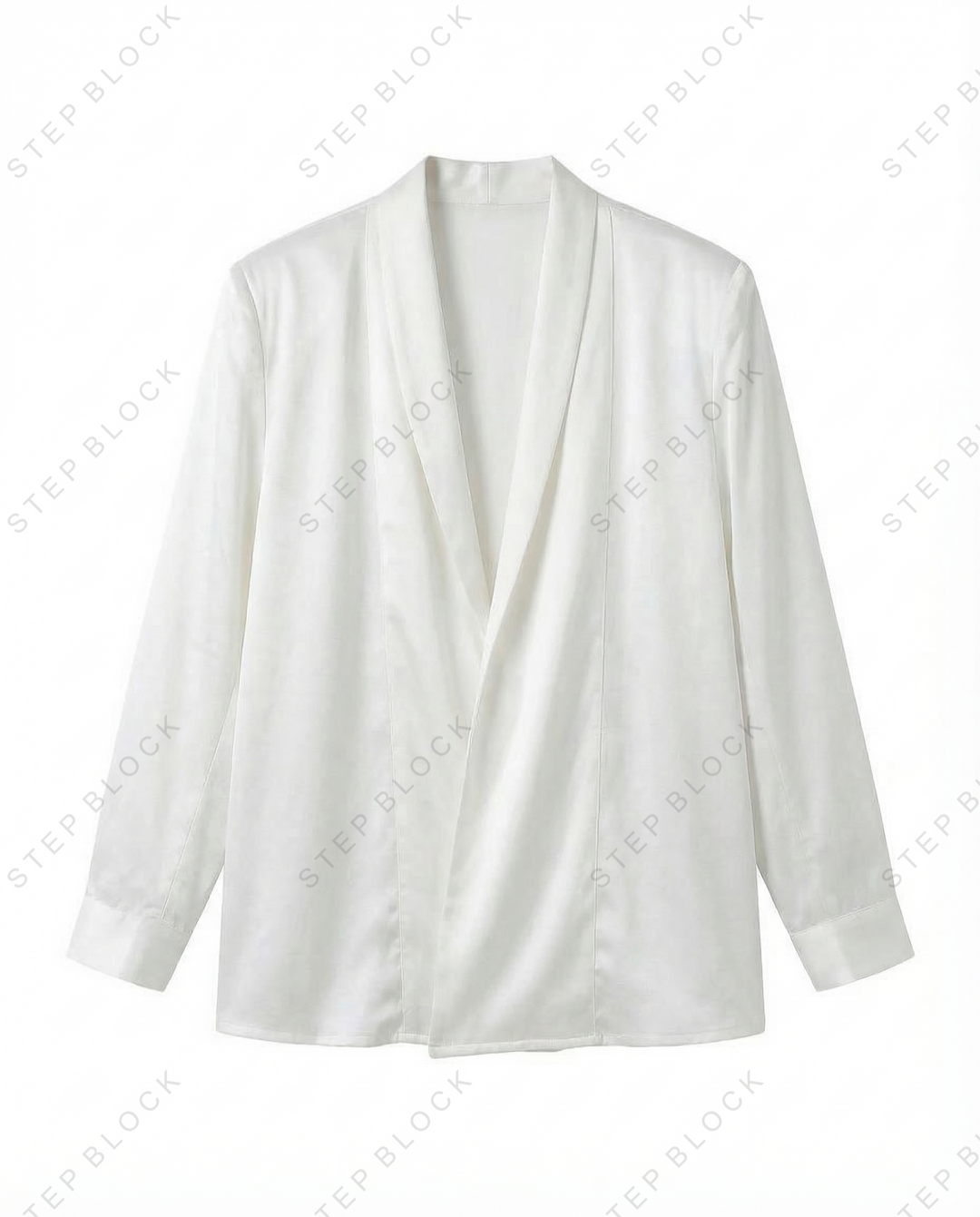 STEP BLOCK MT537 Deep V-Neck Satin Long-Sleeve Shirt
