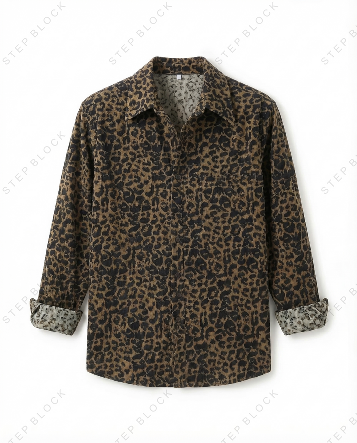 STEP BLOCK MT540 Leopard Print Long-Sleeve Shirt