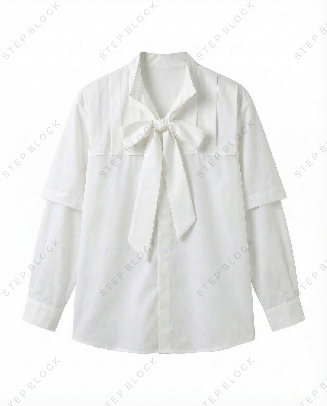 STEP BLOCK MT541 Bow Tie Detail Layered Shirt