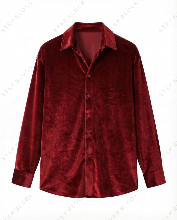 STEP BLOCK MT543 Velvet Button-Up Shirt