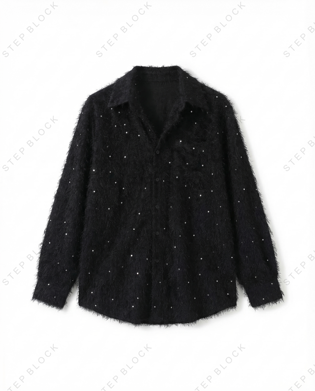 STEP BLOCK MT544 Textured Sparkle Button-Up Shirt