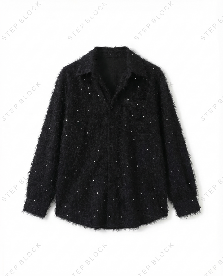 STEP BLOCK MT544 Textured Sparkle Button-Up Shirt