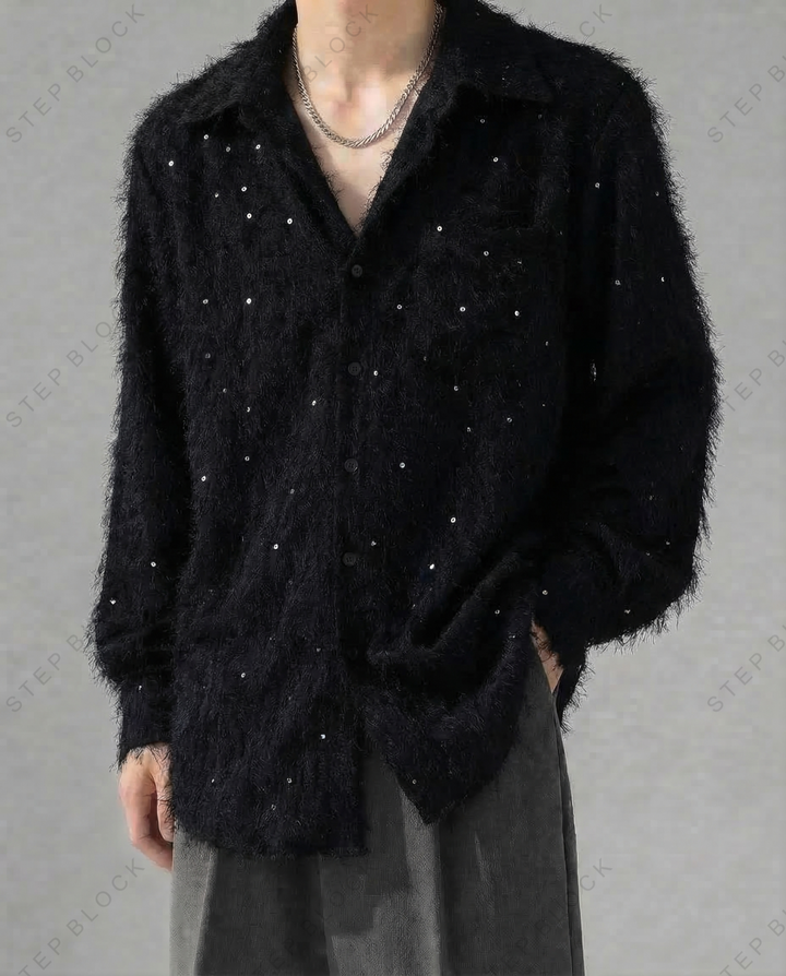 STEP BLOCK MT544 Textured Sparkle Button-Up Shirt