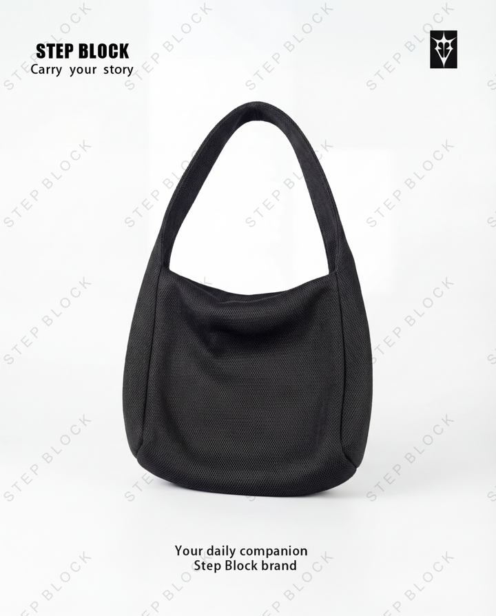 STEP BLOCK Ac085 Minimalist Knit Hobo Shoulder Bag