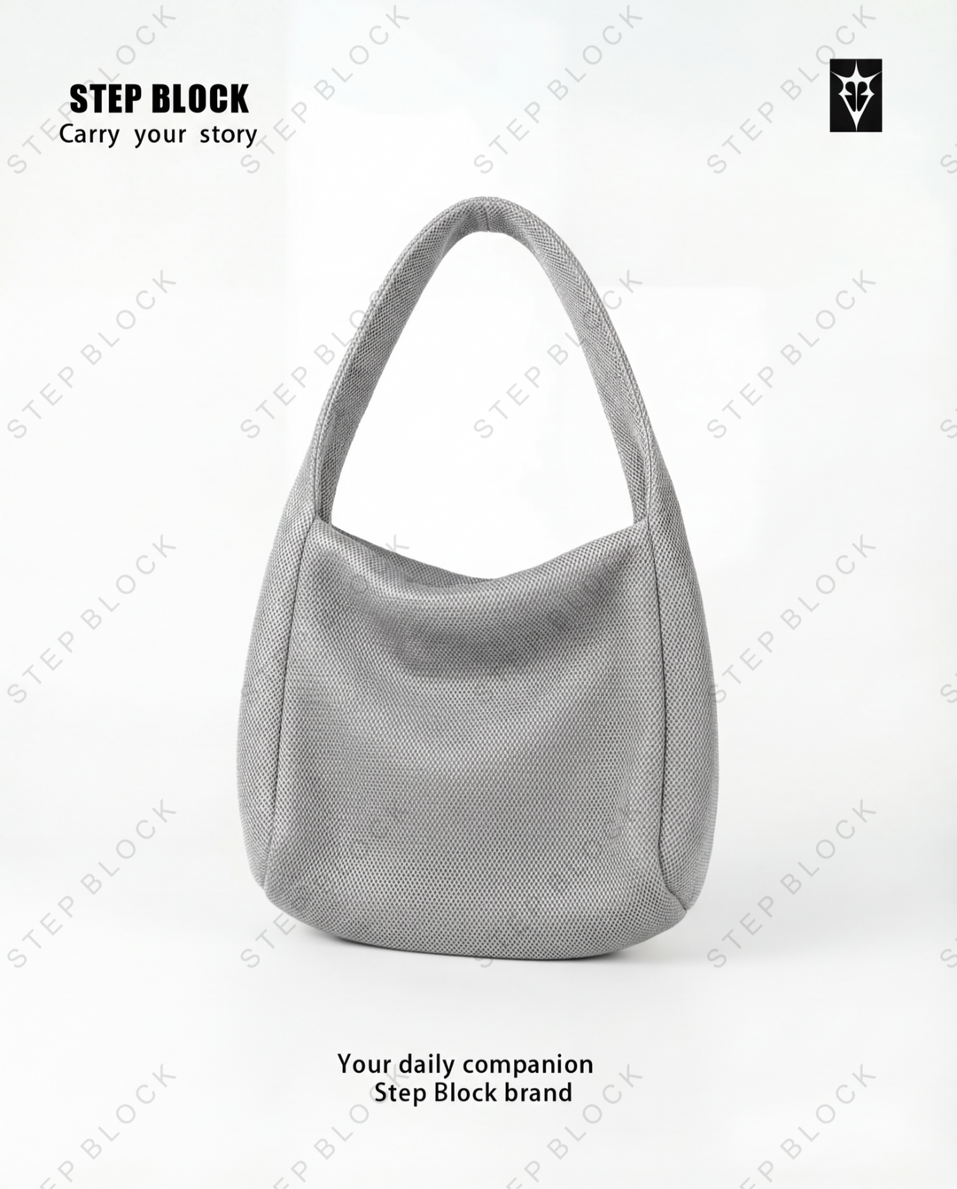 STEP BLOCK Ac085 Minimalist Knit Hobo Shoulder Bag