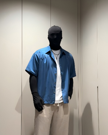 STEP BLOCK MT555 Studded Short Sleeve Button-Up T-Shirt - Streetwear
