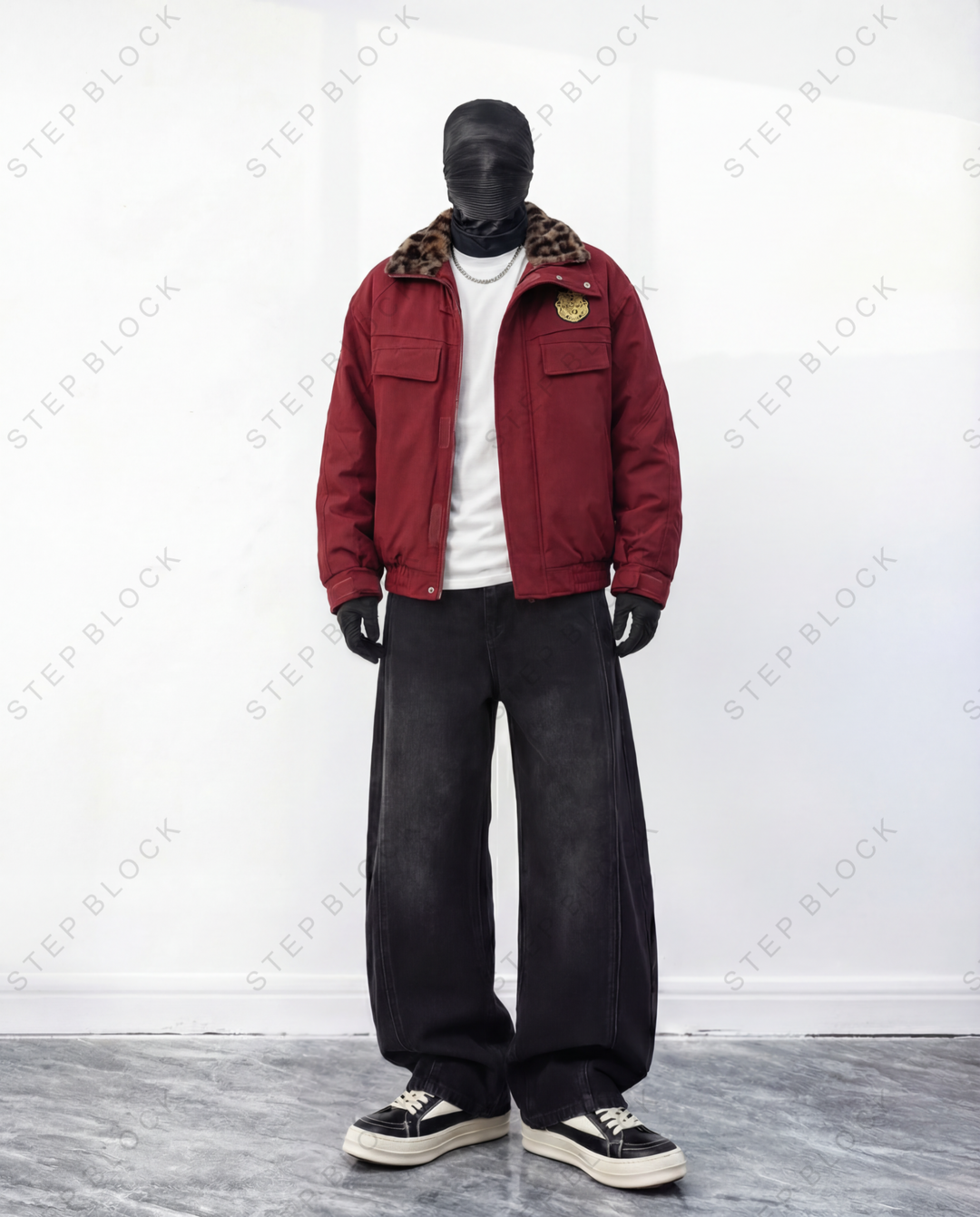 STEP BLOCK ST1017 Shearling Collar Work Jacket