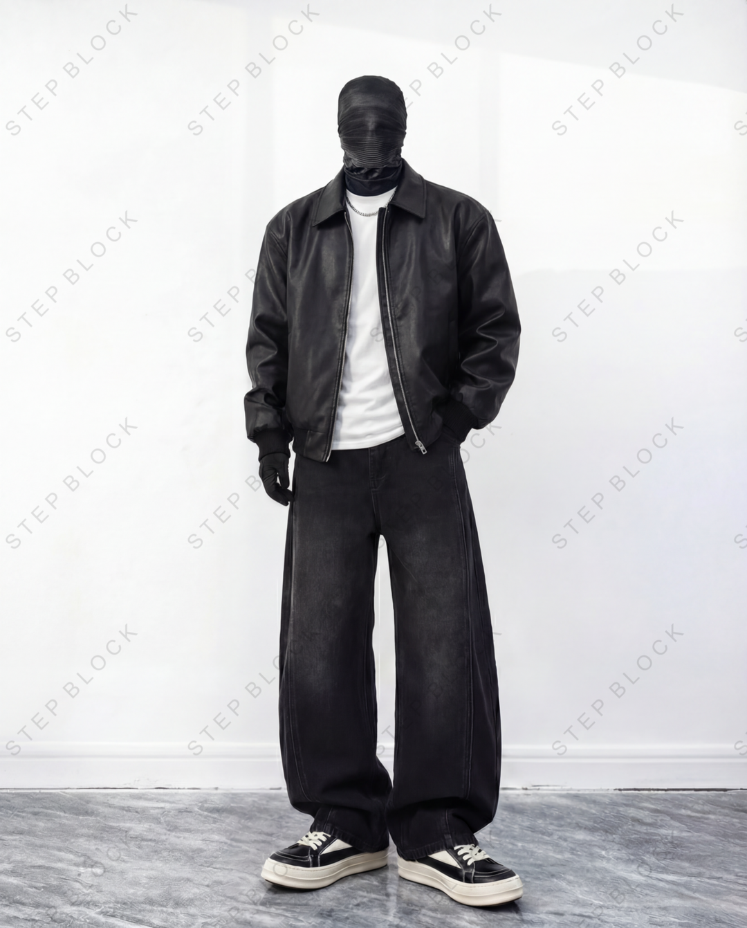 STEP BLOCK ST1007 Minimalist Leather Jacket