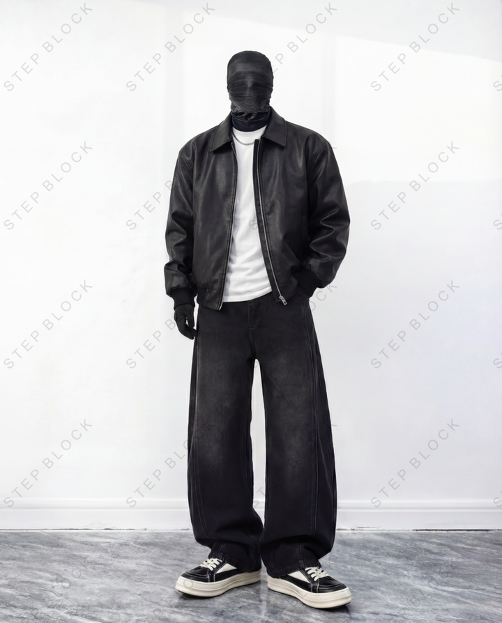 STEP BLOCK ST1007 Minimalist Leather Jacket
