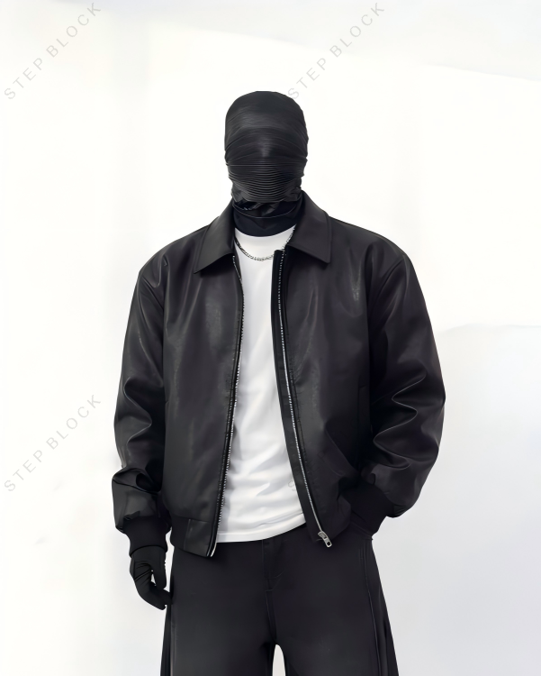 STEP BLOCK ST1007 Minimalist Leather Jacket