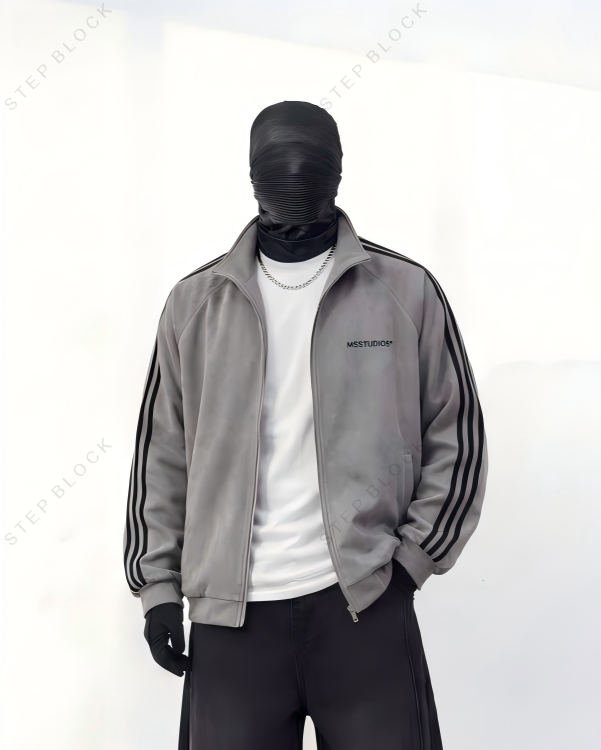 STEP BLOCK ST1004 Striped Sleeve Track Jacket