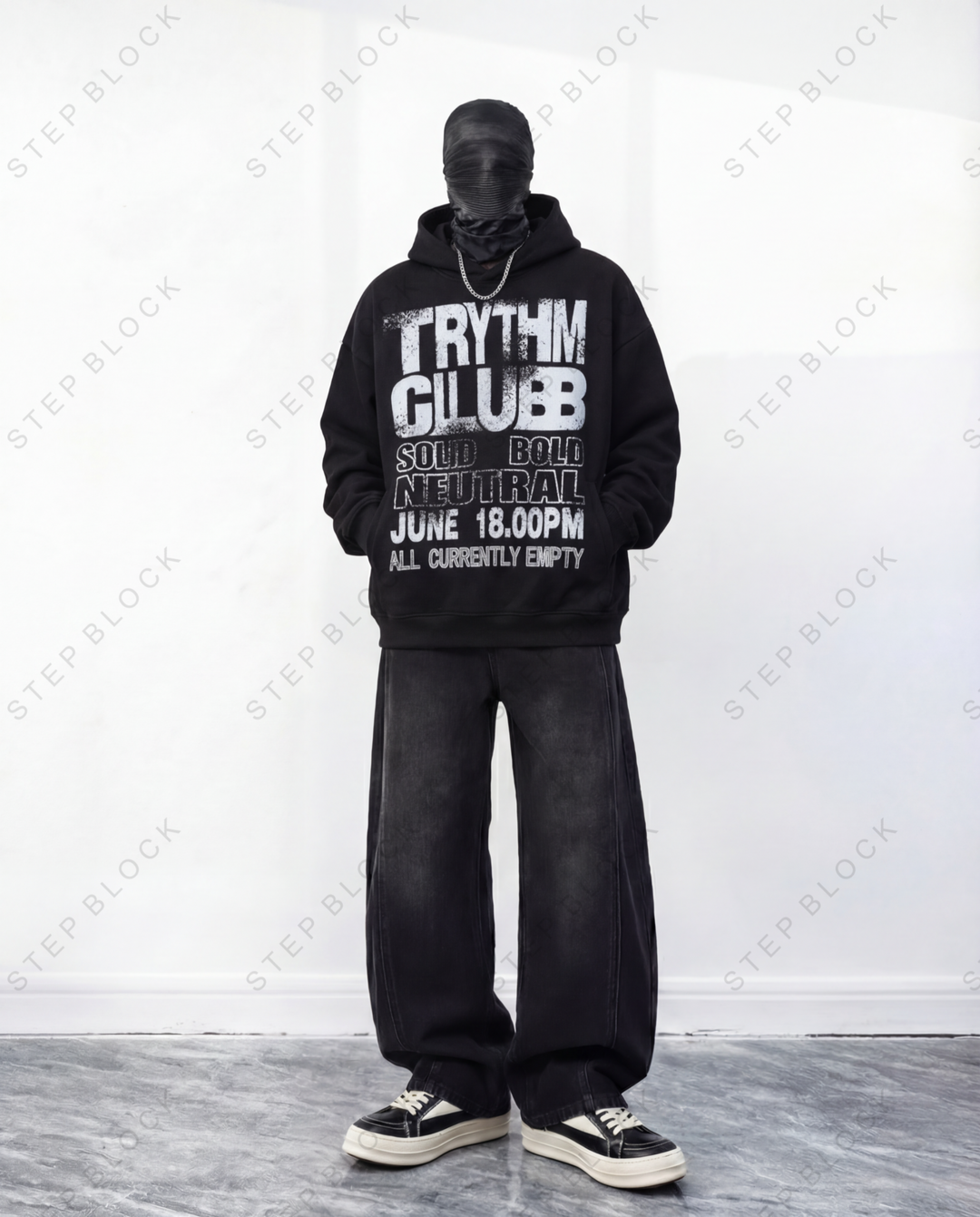 STEP BLOCK ST1001 Graphic Print Oversized Hoodie