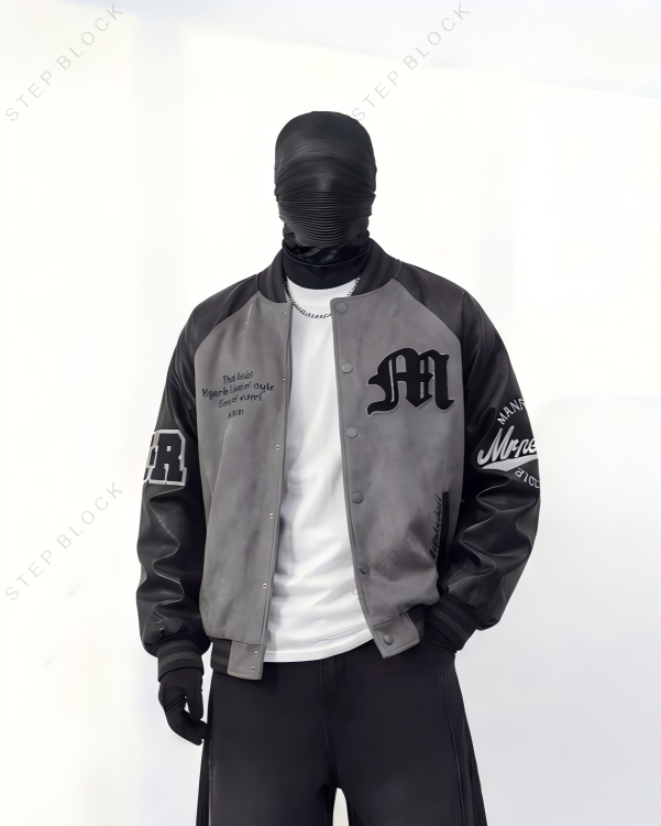 STEP BLOCK ST1006 Graphic Print Varsity Jacket