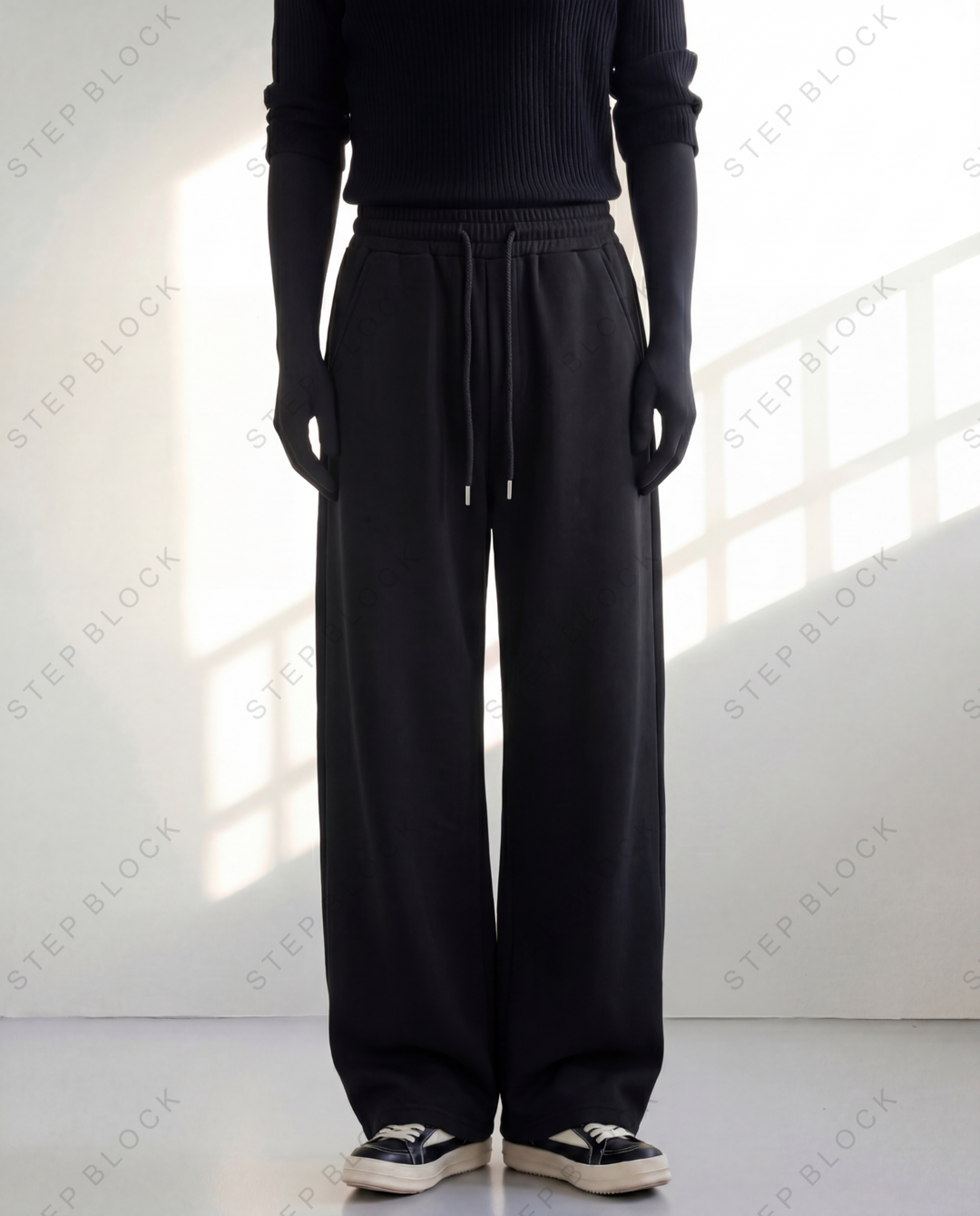 STEP BLOCK MT032 minimalist wide-leg drawstring sweatpants