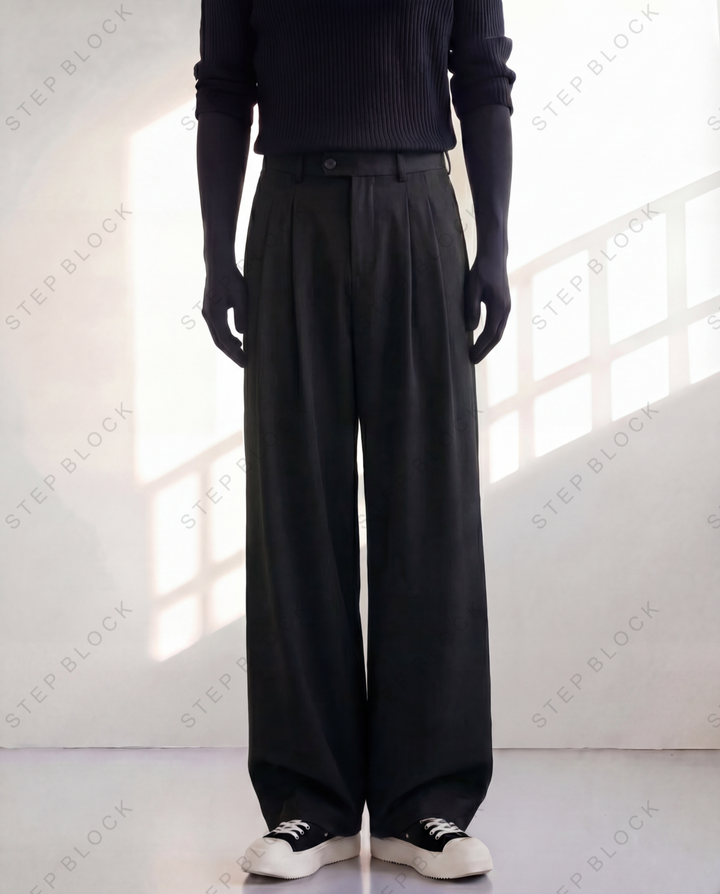 STEP BLOCK MT054 minimalist wide-leg drape casual dress pants