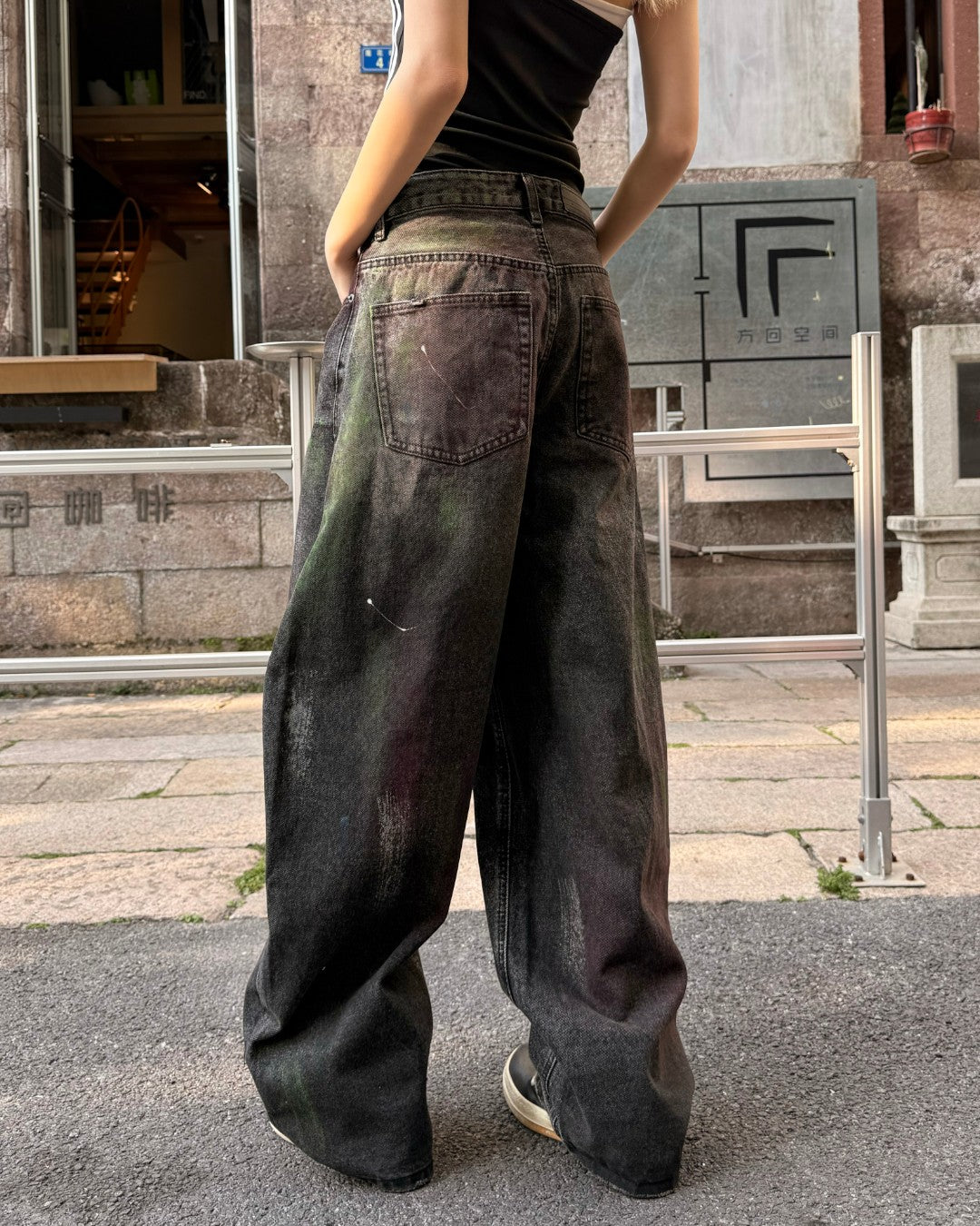STEP BLOCK MT083 Vintage Acid Wash Distressed Baggy Jeans