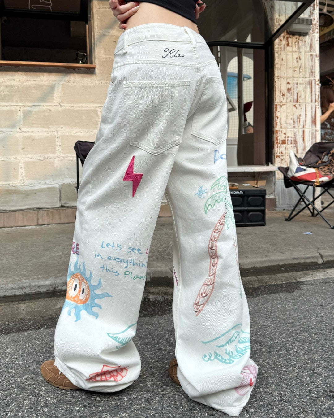 STEP BLOCK MT078 Graffiti Patchwork Baggy Jeans - Aesthetic Streetwear
