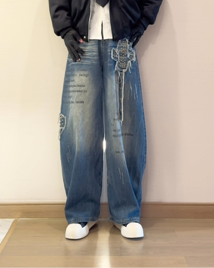 BRYNOR Vintage Graffiti Baggy Jeans product photo