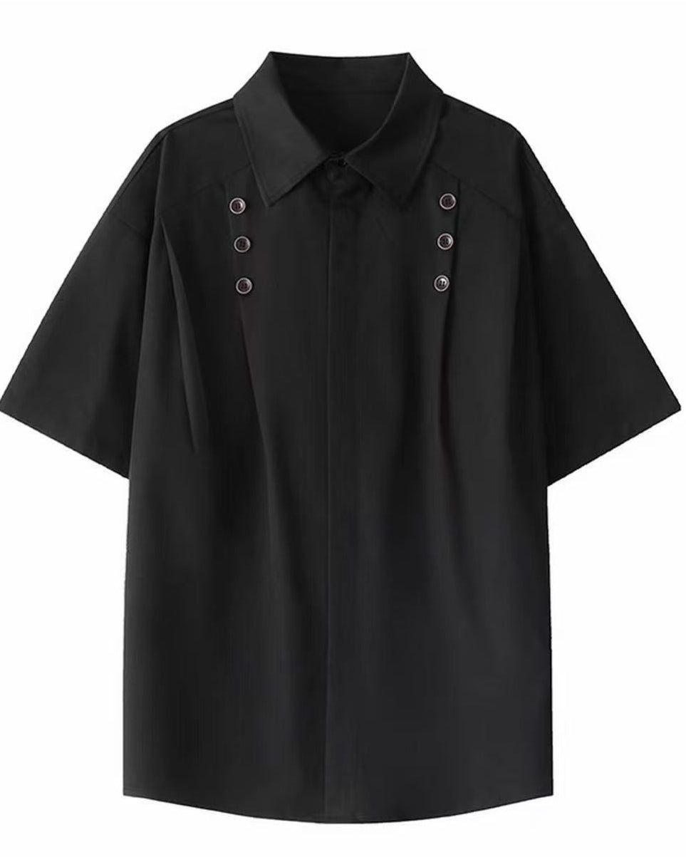 Back view of Layered Button T-Shirt