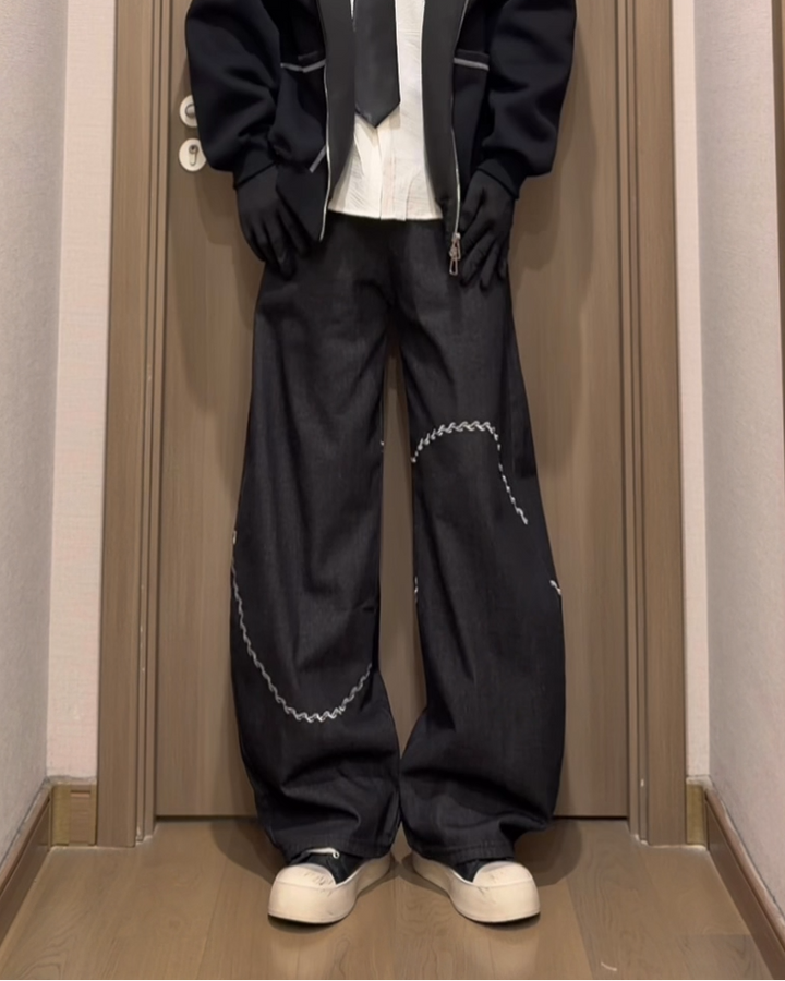 White Stitch Baggy Jeans