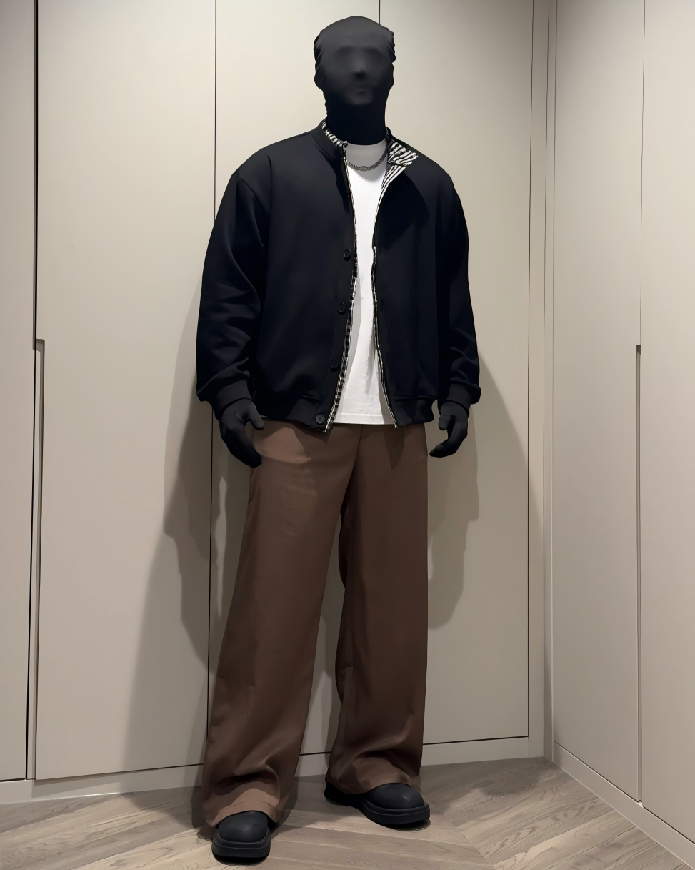 STEP BLOCK ST002 Contrast Collar Oversized Knit Cardigan