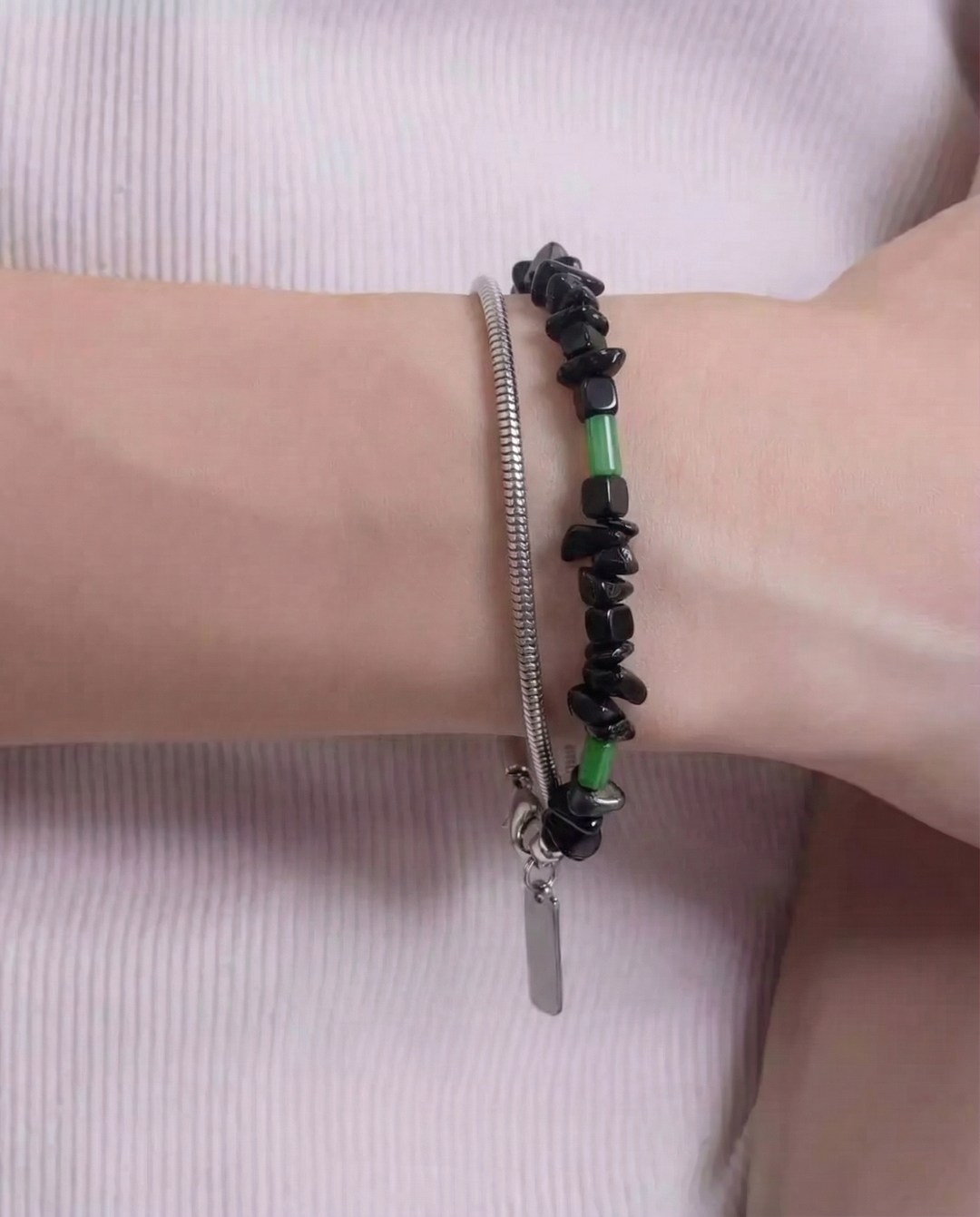 Additional product image of Multi-style Beaded and Chain Stackable Bracelet Set